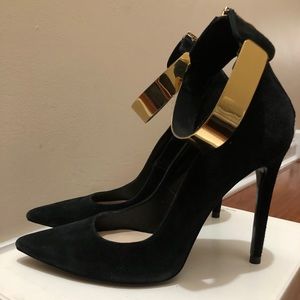 Zara Black Suede Pointed Toe Stiletto Heels